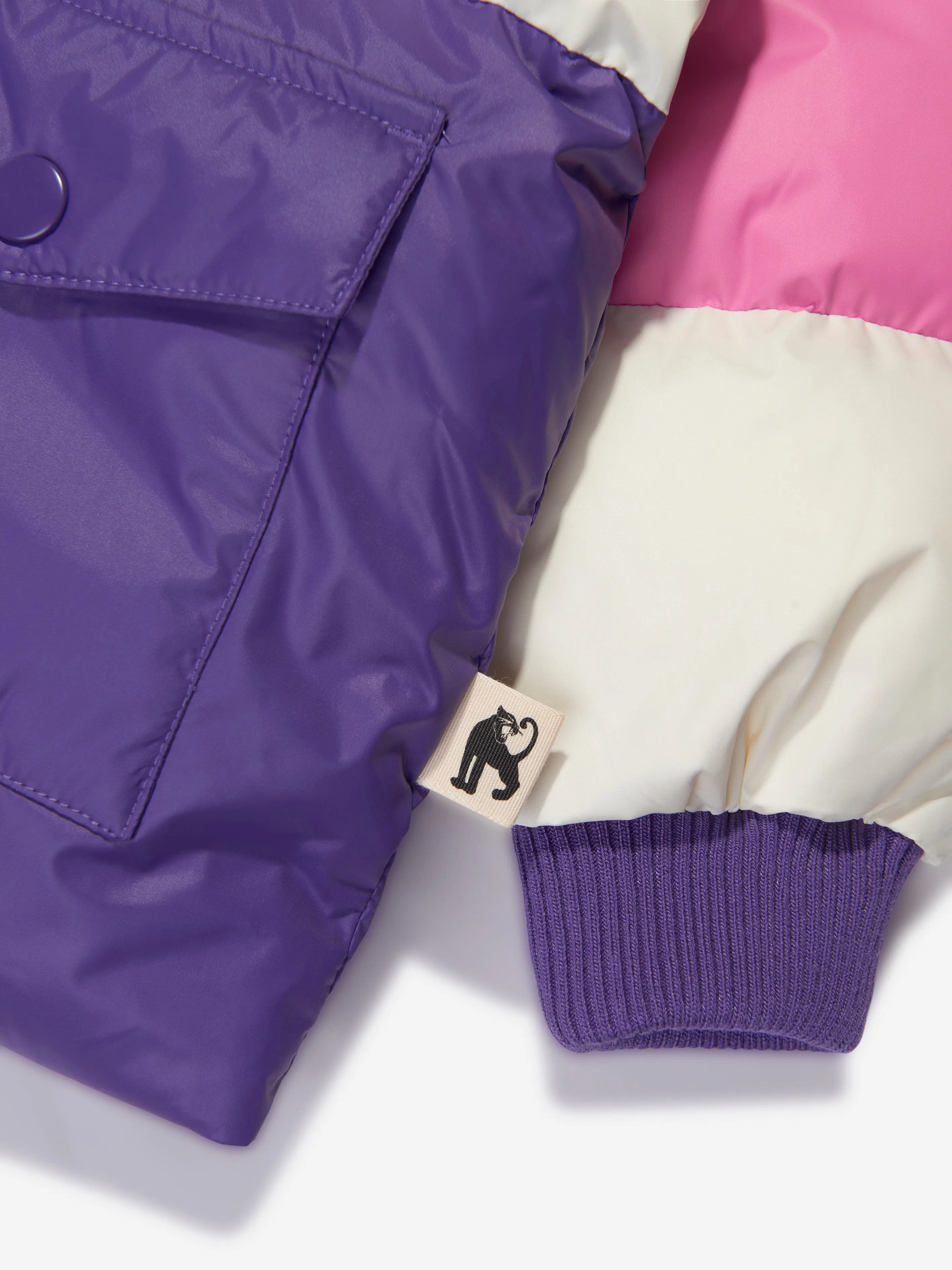 Mini Rodini Girls Zip Sleeve Puffer Jacket in Purple