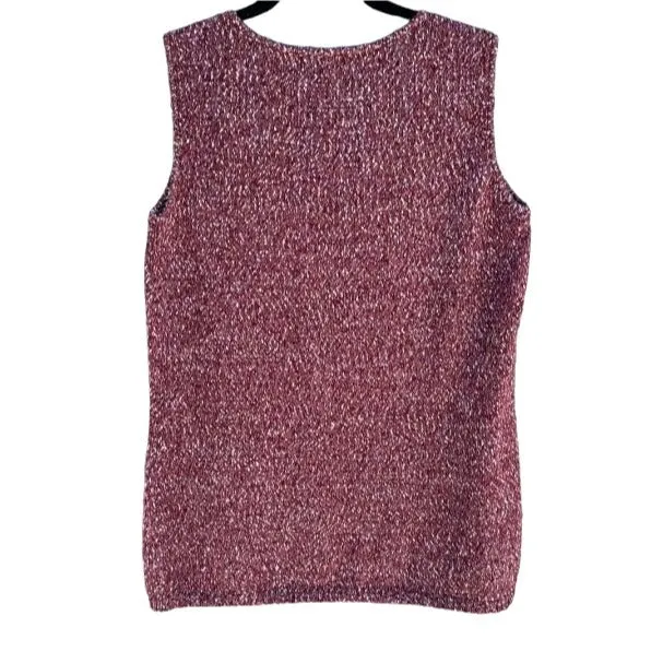 Modern Soul Knit Sleeveless Ruby Metallic Women's Lightweight Sweater Blouse - M