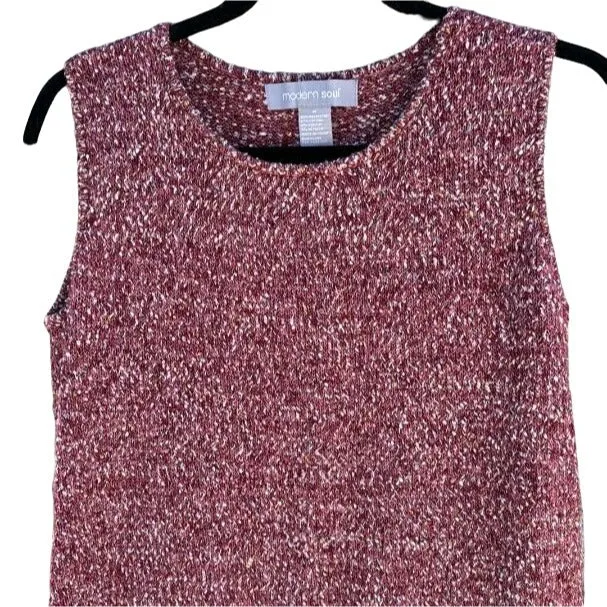 Modern Soul Knit Sleeveless Ruby Metallic Women's Lightweight Sweater Blouse - M