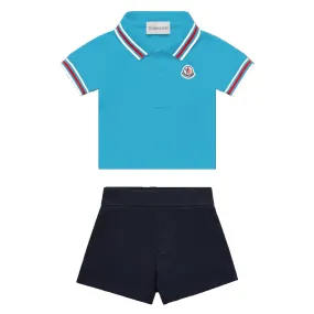 Moncler Baby Boys Blue Polo Ensemble