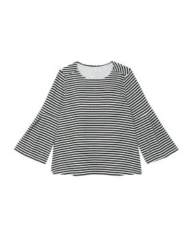 Nadia Pleat Sleeve Top | White / Black