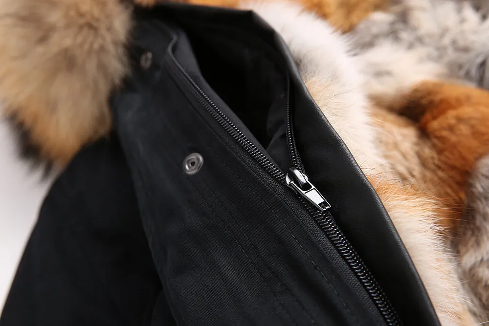 Natural Fox Fur Black Parka