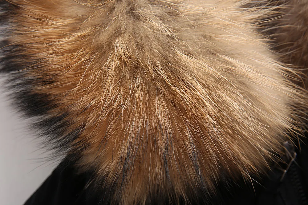 Natural Fox Fur Black Parka