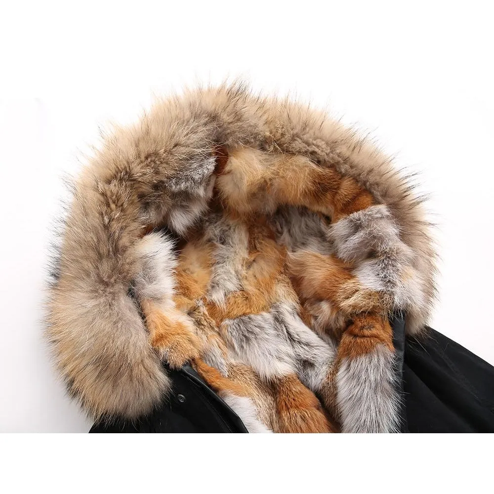 Natural Fox Fur Black Parka