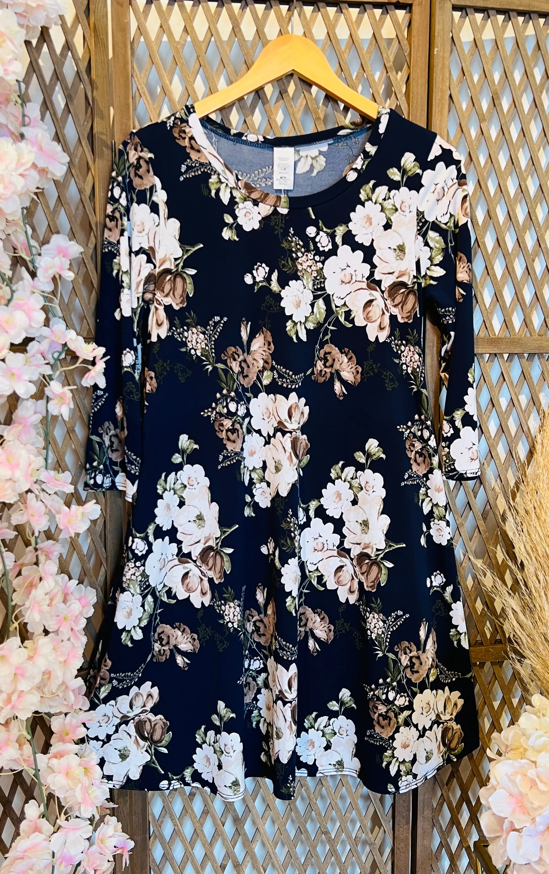 Navy Floral Dress