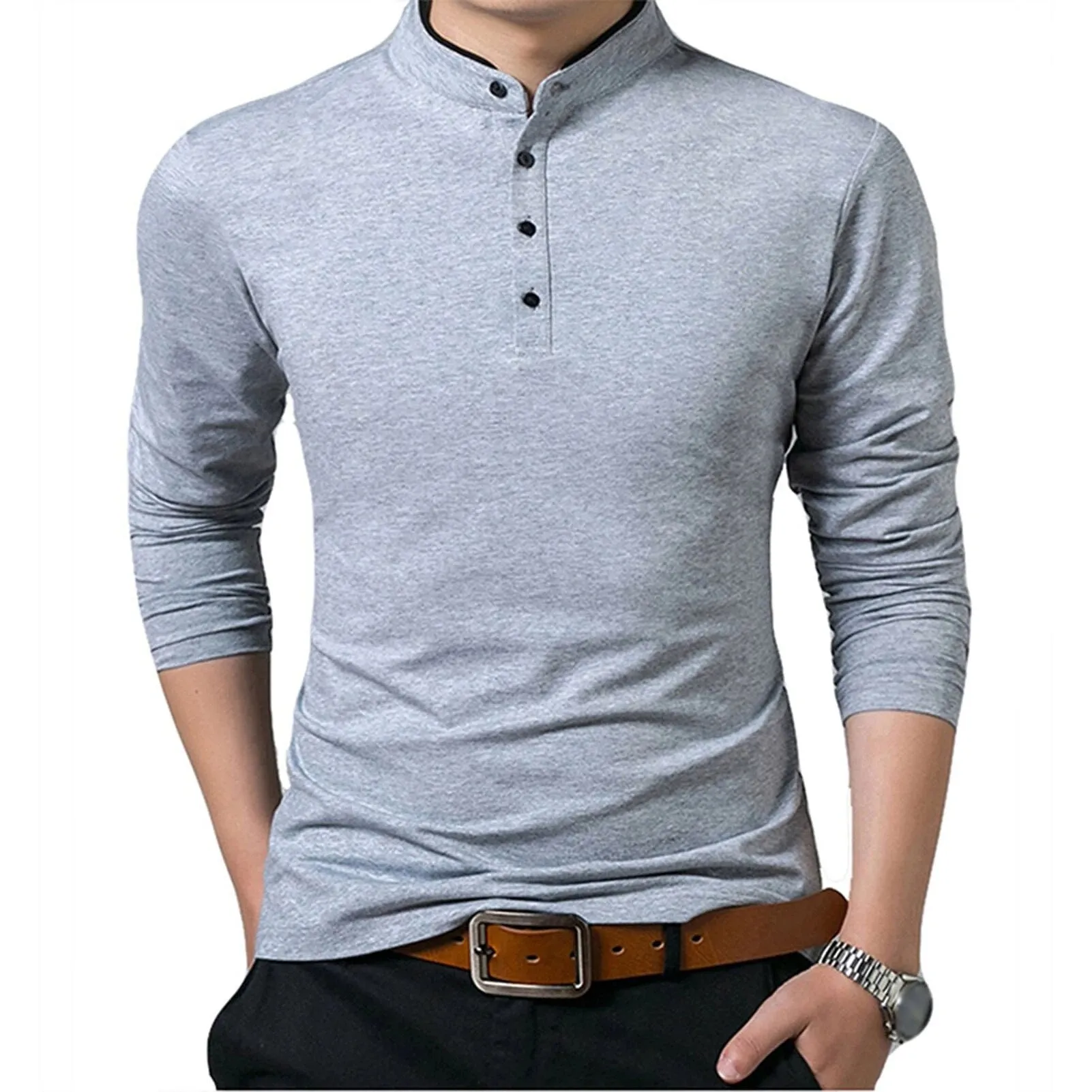 new fashion men's short-sleeved custom T-shirt solid color pure cotton long-sleeved