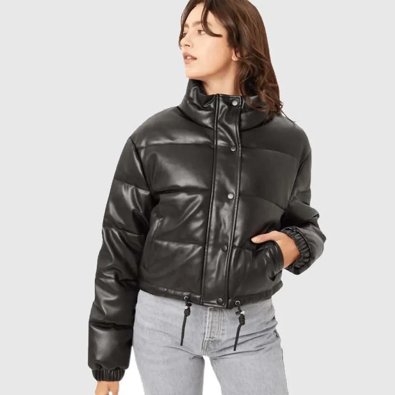 New Style So Fetch Bubble High Quality Faux Leather Puffer Jackets