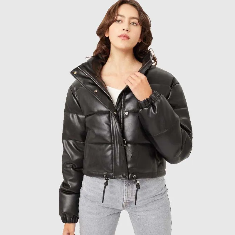 New Style So Fetch Bubble High Quality Faux Leather Puffer Jackets