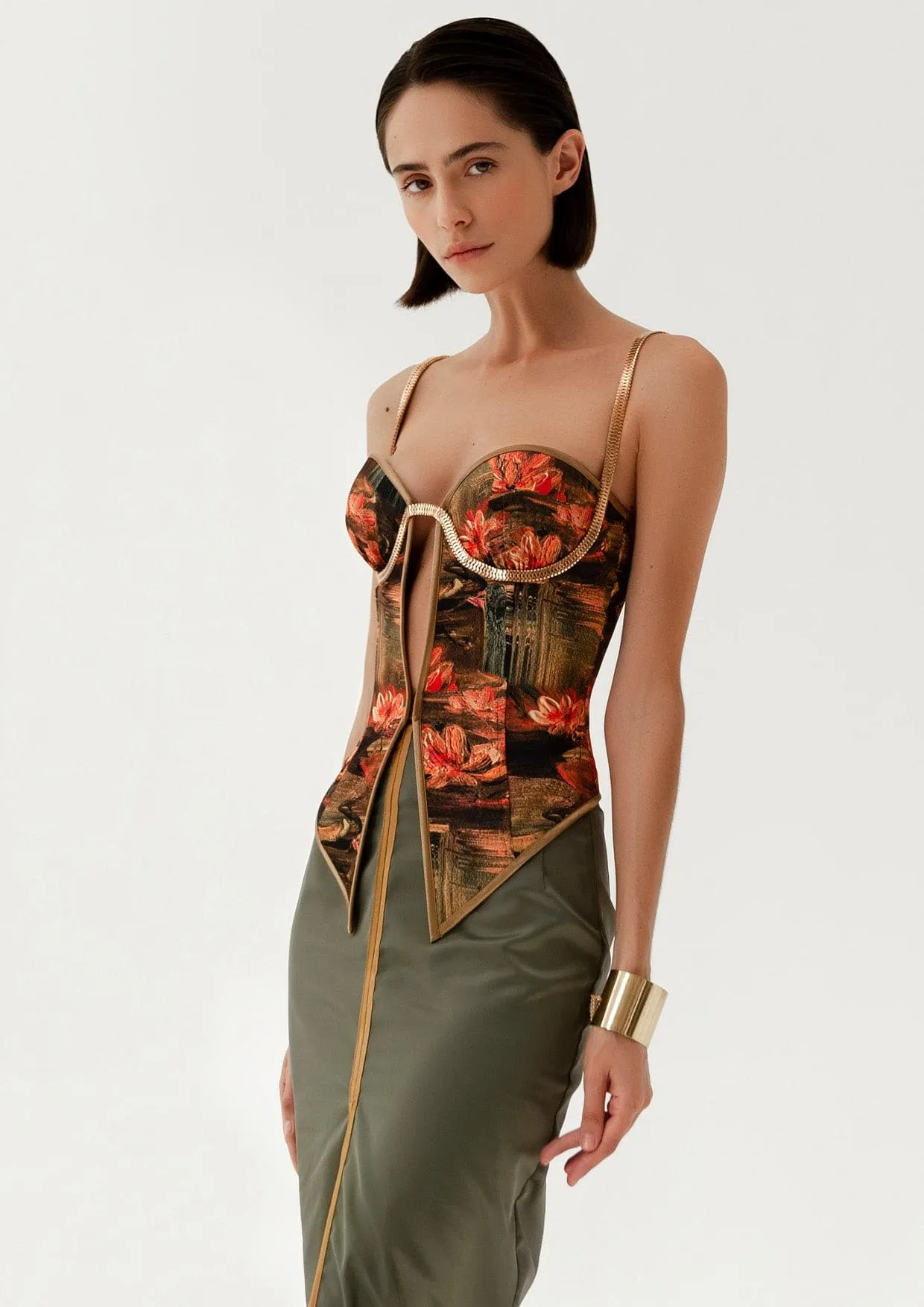 Nymphaea Cut-Out Satin Corset