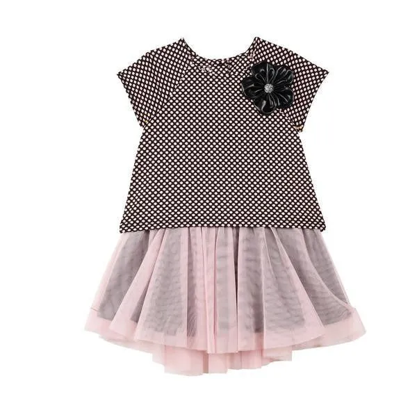 Odette Black and Pink Polkadot Dress