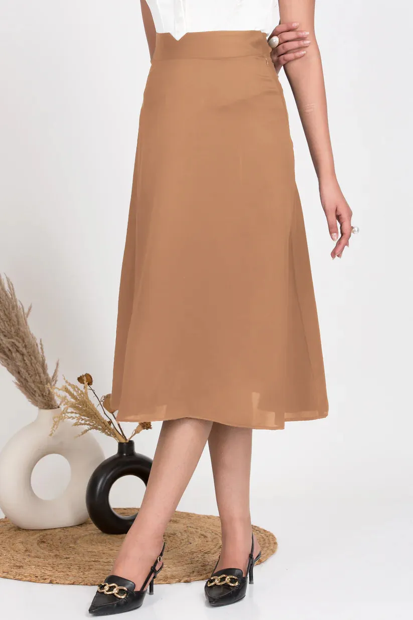 Office Wear Women's Flared satin skirt