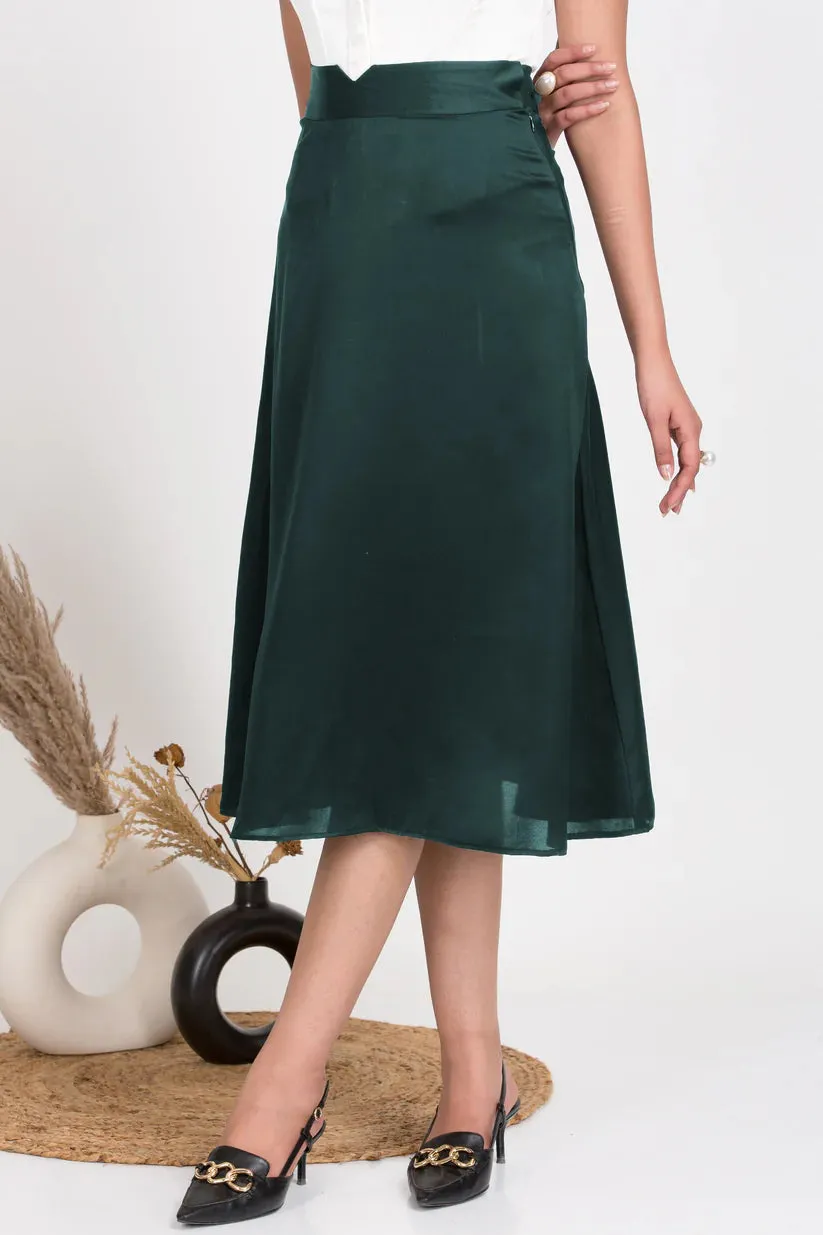 Office Wear Women's Flared satin skirt