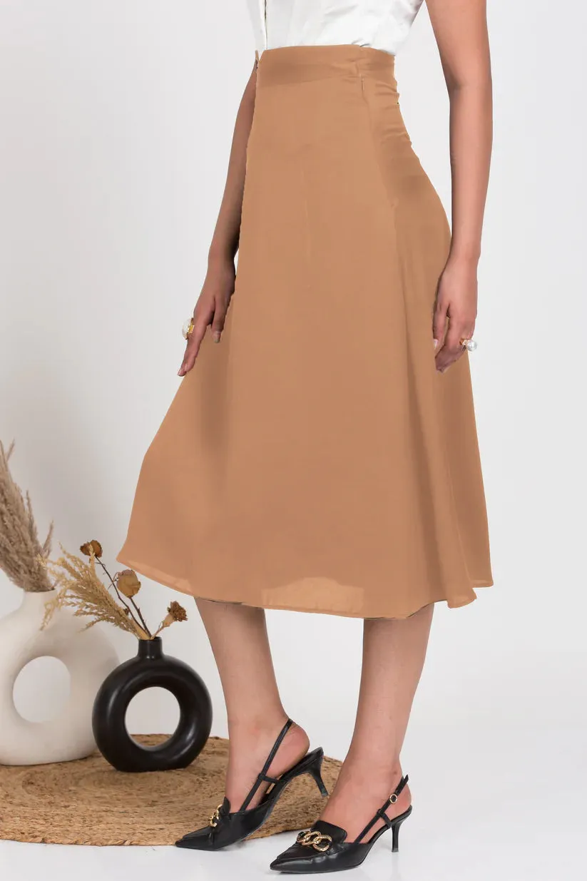 Office Wear Women's Flared satin skirt