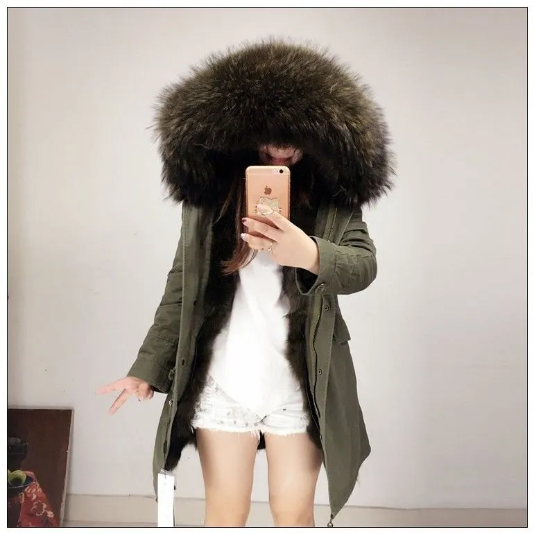 Olive Green Fur Parka