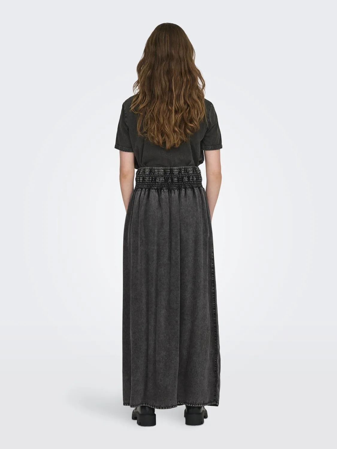 Only - Washed Black Denim Maxi Skirt