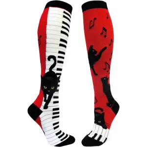 Piano Cat Women's Knee High Socks