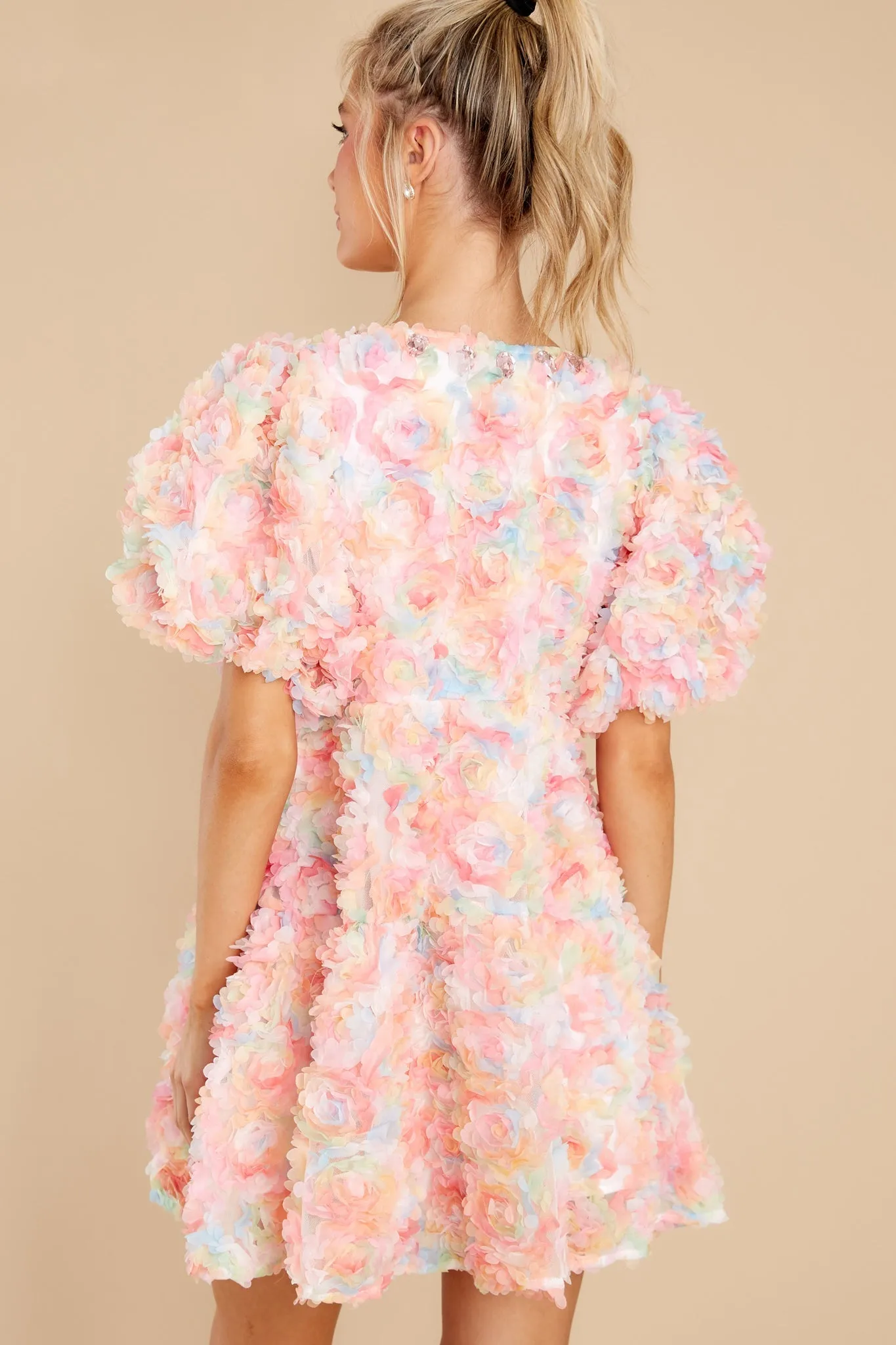 Pink Flower Fabric Dress