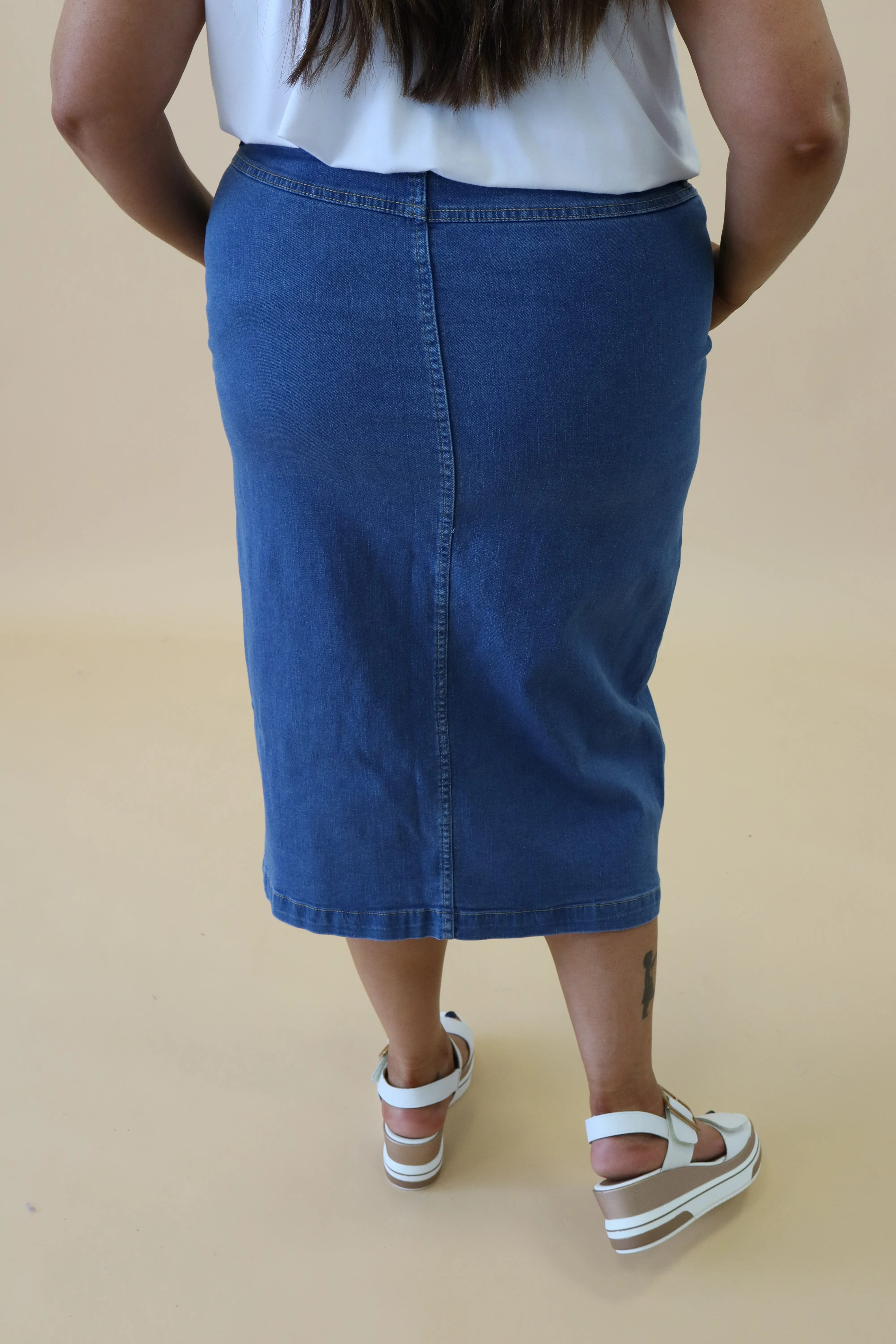 Pinns Button Up Denim Skirt In Blue