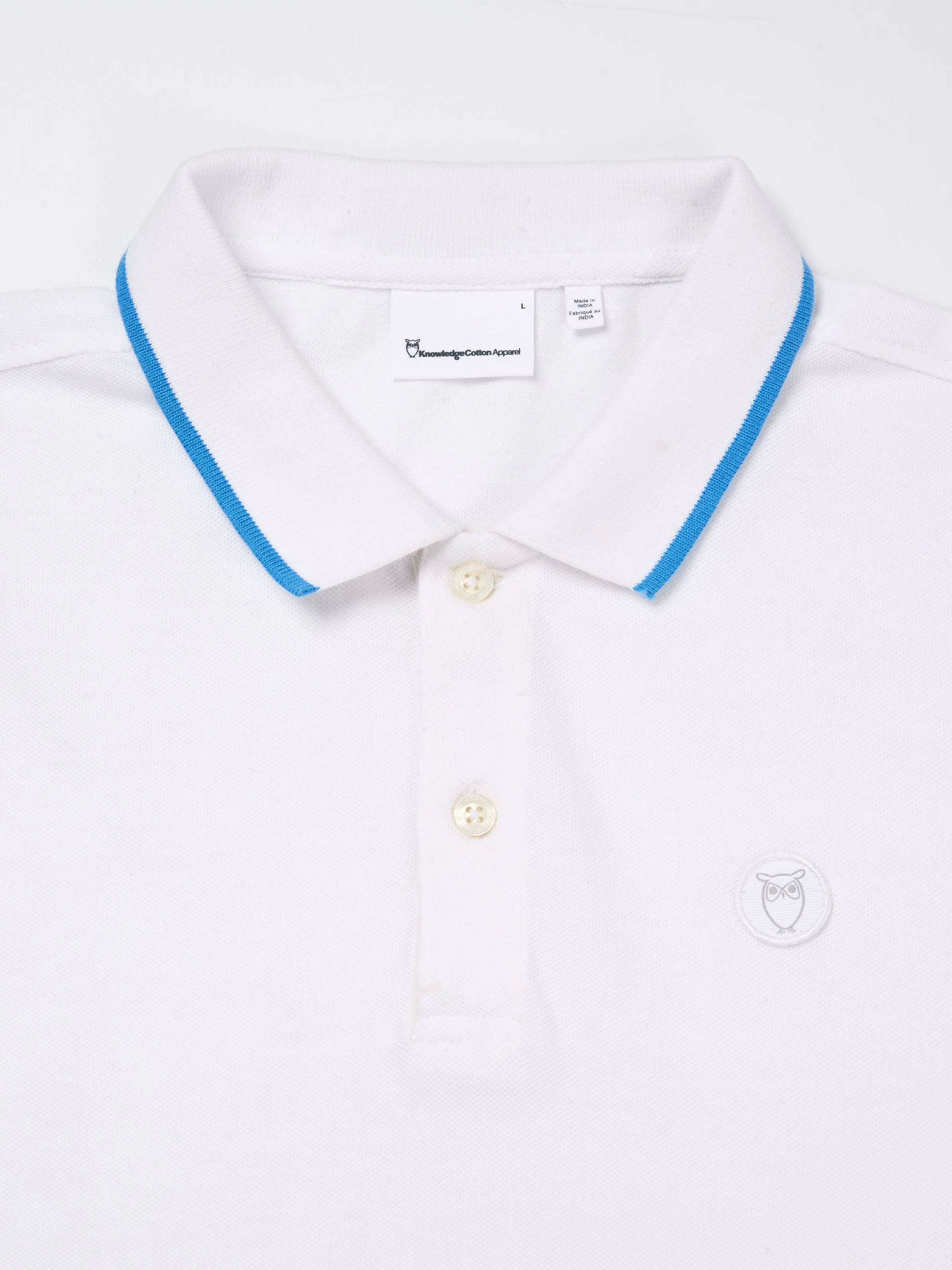 Polo with badge and contract stripe at rib - Bright White