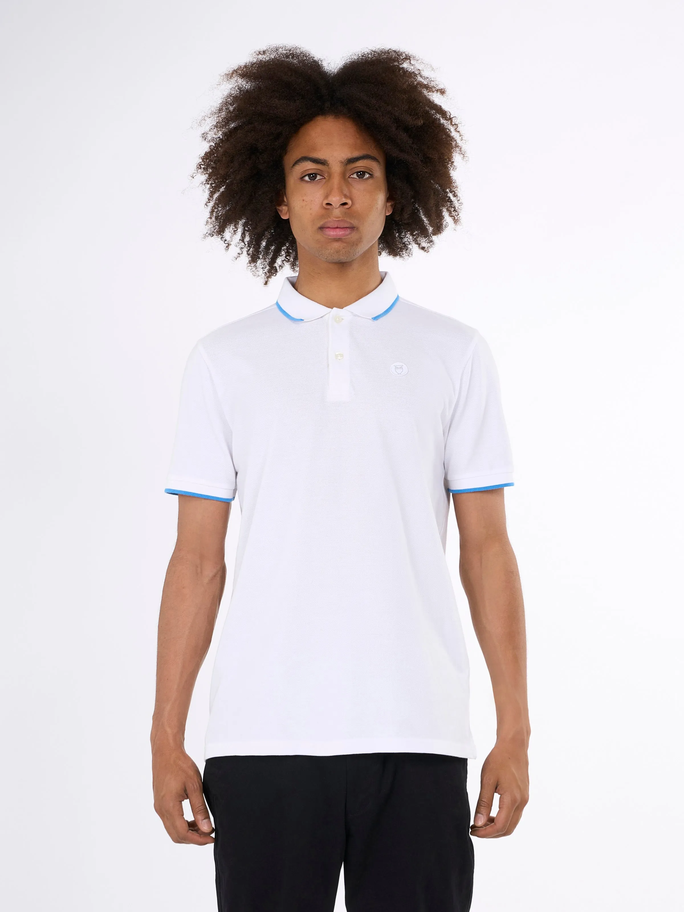 Polo with badge and contract stripe at rib - Bright White