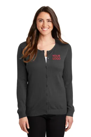 Port Authority Ladies Cardigan Customized Sweaters, Charcoal Heather