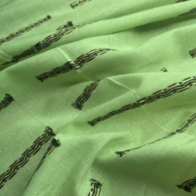 Premium Green Black Dobby Embroidery Cotton Fabric