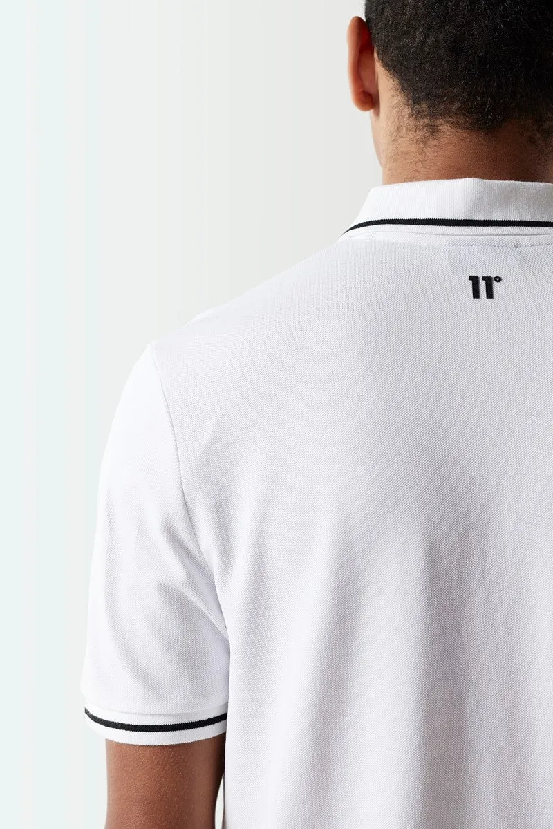 Printed Zip Polo - White