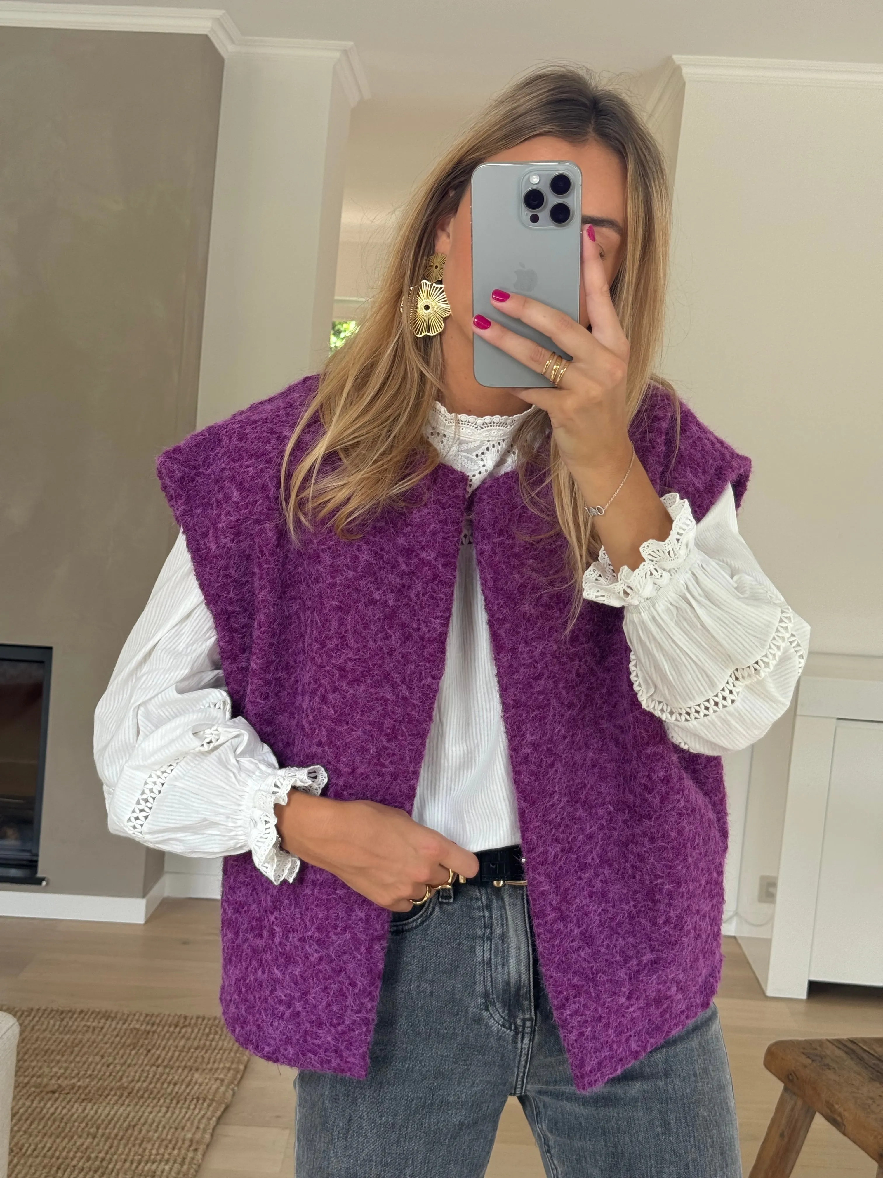 Purple Lander Sleeveless Cardigan