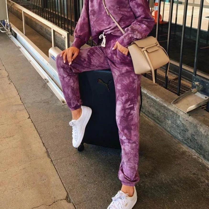 Purple Tie-dye Long Sleeve Tracksuit