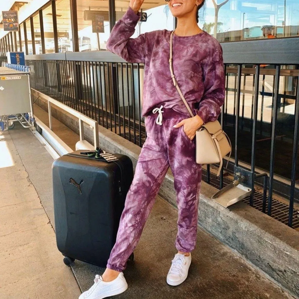 Purple Tie-dye Long Sleeve Tracksuit