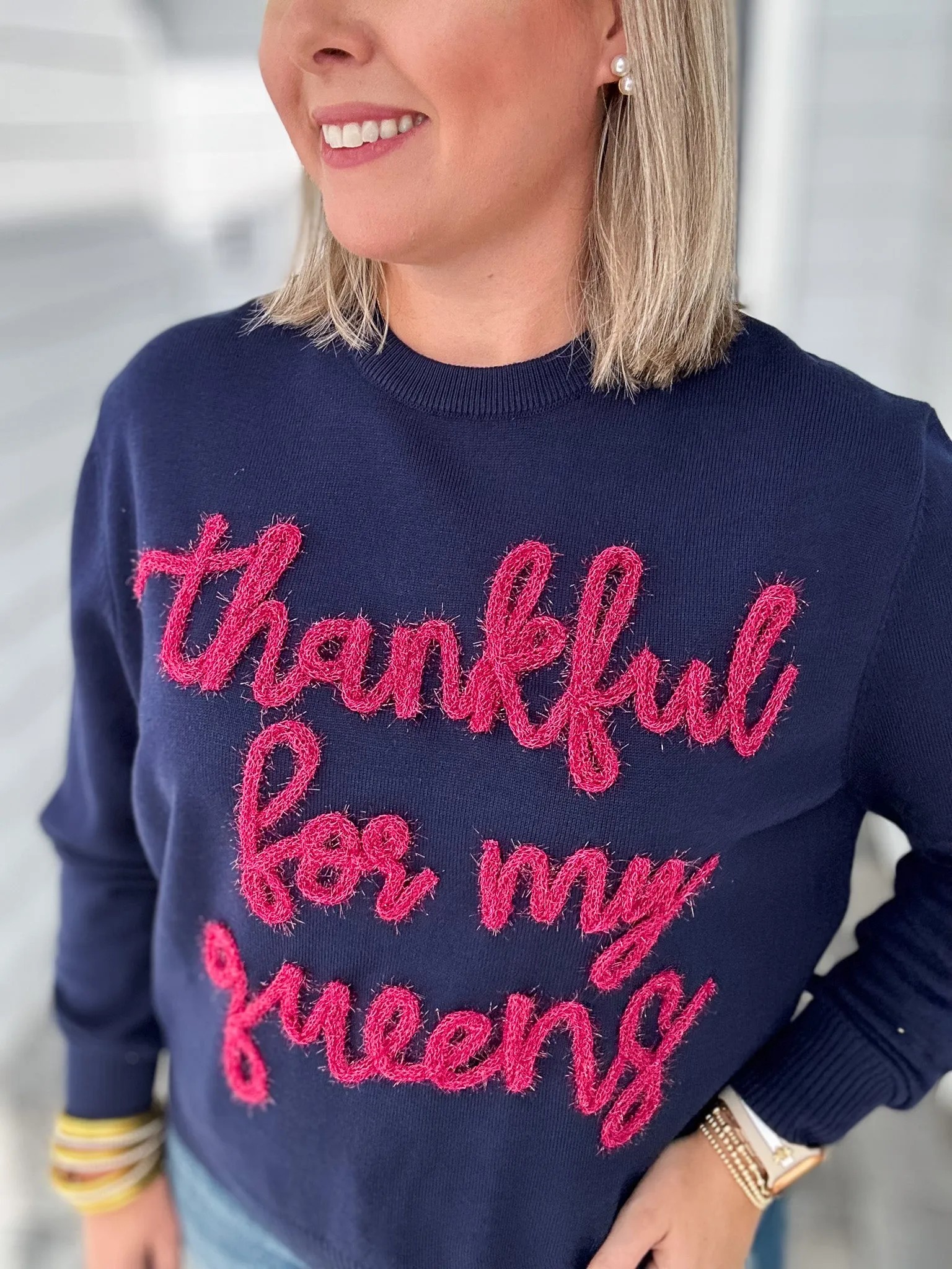 Queen Of Sparkles - Thankful For My Queens Glitter Script Sweater