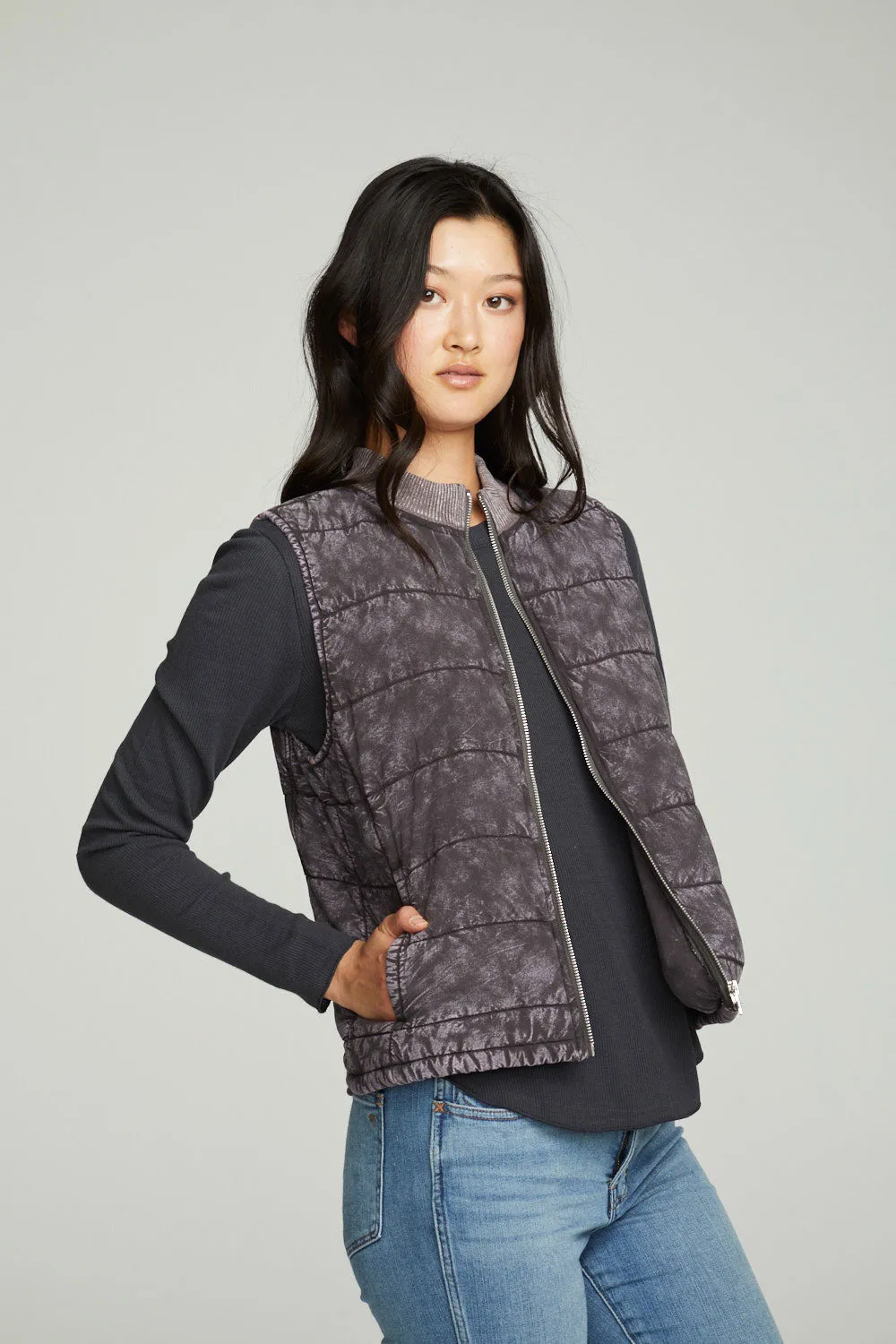 Quilted Mock Neck Puffer Vest