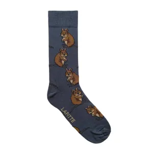 Quokka on Slate Grey Crew Socks - Aussie Made