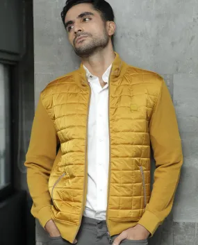 Rare Rabbit Men's Kneto Primary Mustard Mock Collar Puffer Jacket