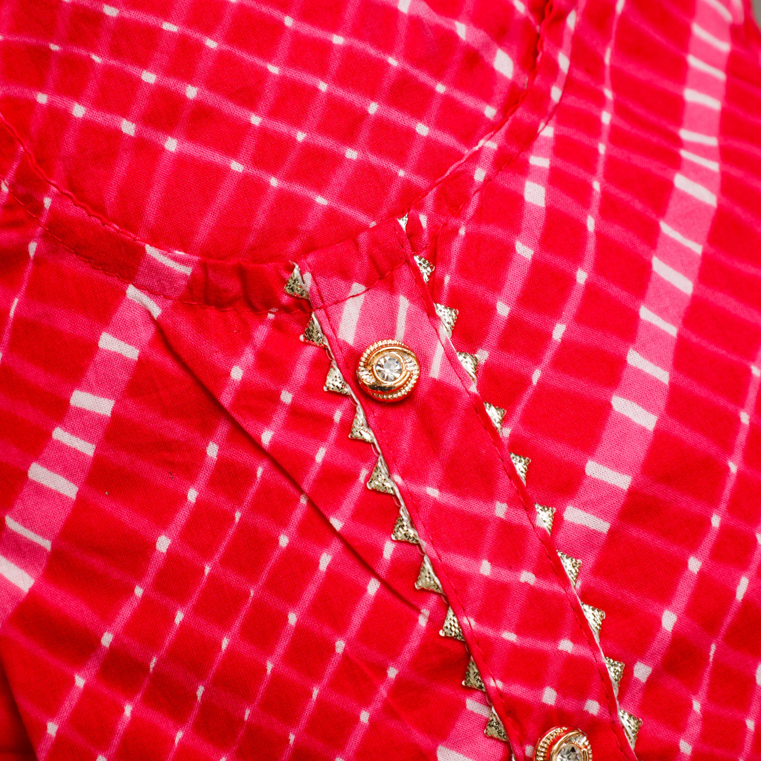 Red-Pink Girls Lehenga Kurta