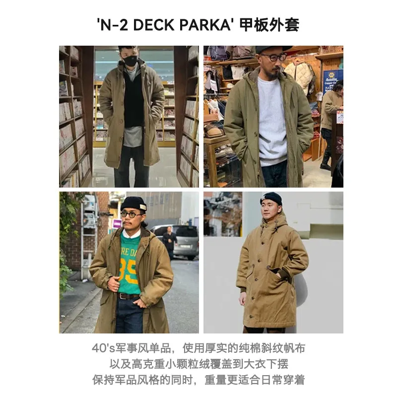 Retro N2 Deck Padded Jacket Thick Warm Hooded Parka Male Coat