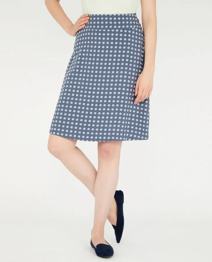 Reversible A-Line Floral and Polka Dot Print Skirt