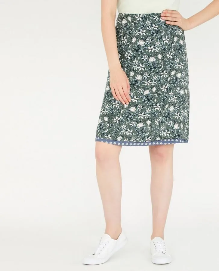 Reversible A-Line Floral and Polka Dot Print Skirt