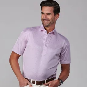 Semi-Spread Collar Polo Pink Navy Polka Dot