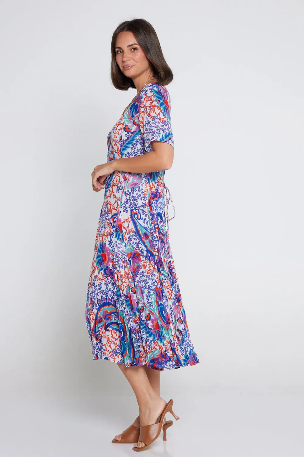 Short Sleeve Godet Dress - Radhanagar