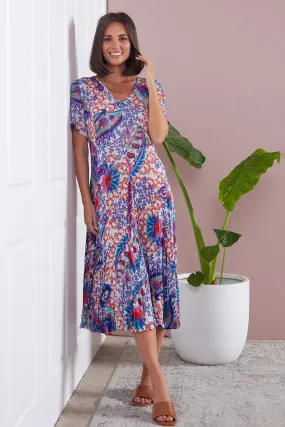 Short Sleeve Godet Dress - Radhanagar