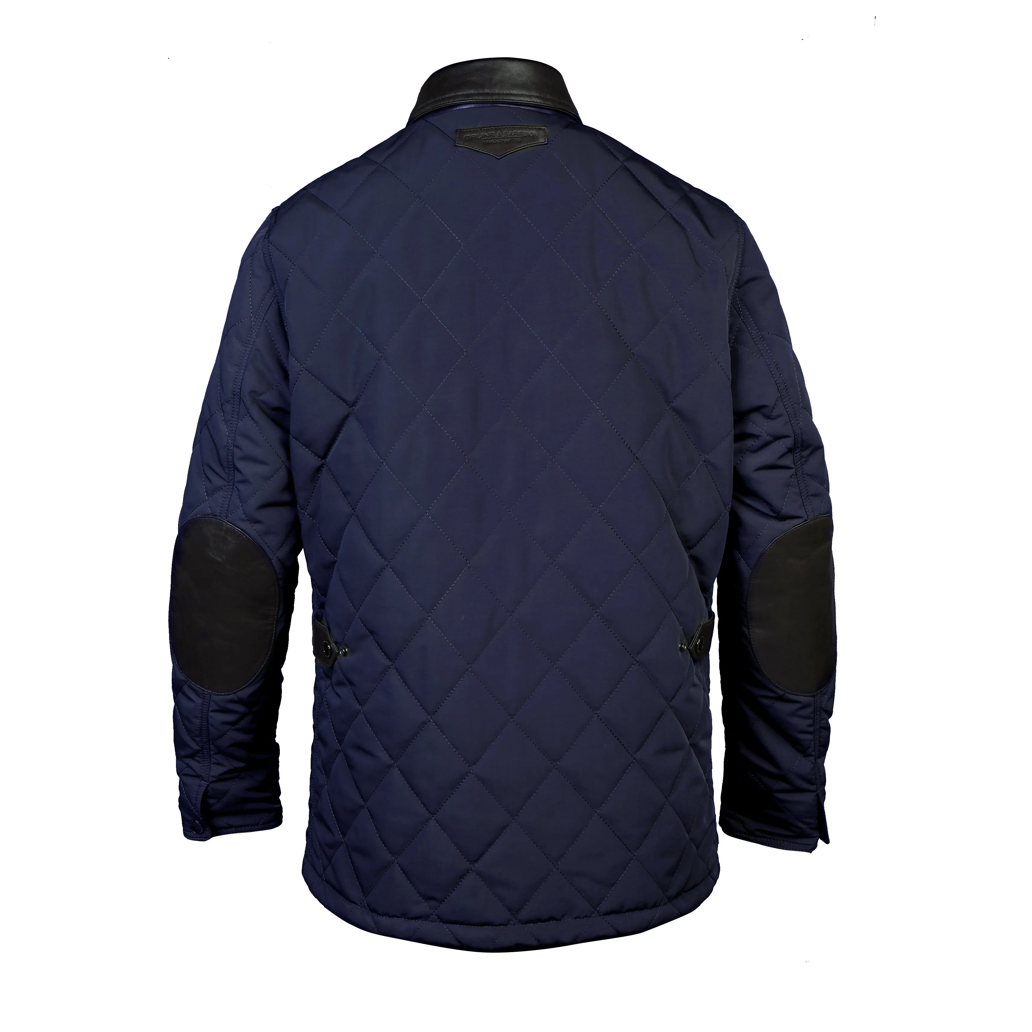 Short Standing Collar Blue Puffer Jacket with Multiple Front Pockets By Brune & Bareskin