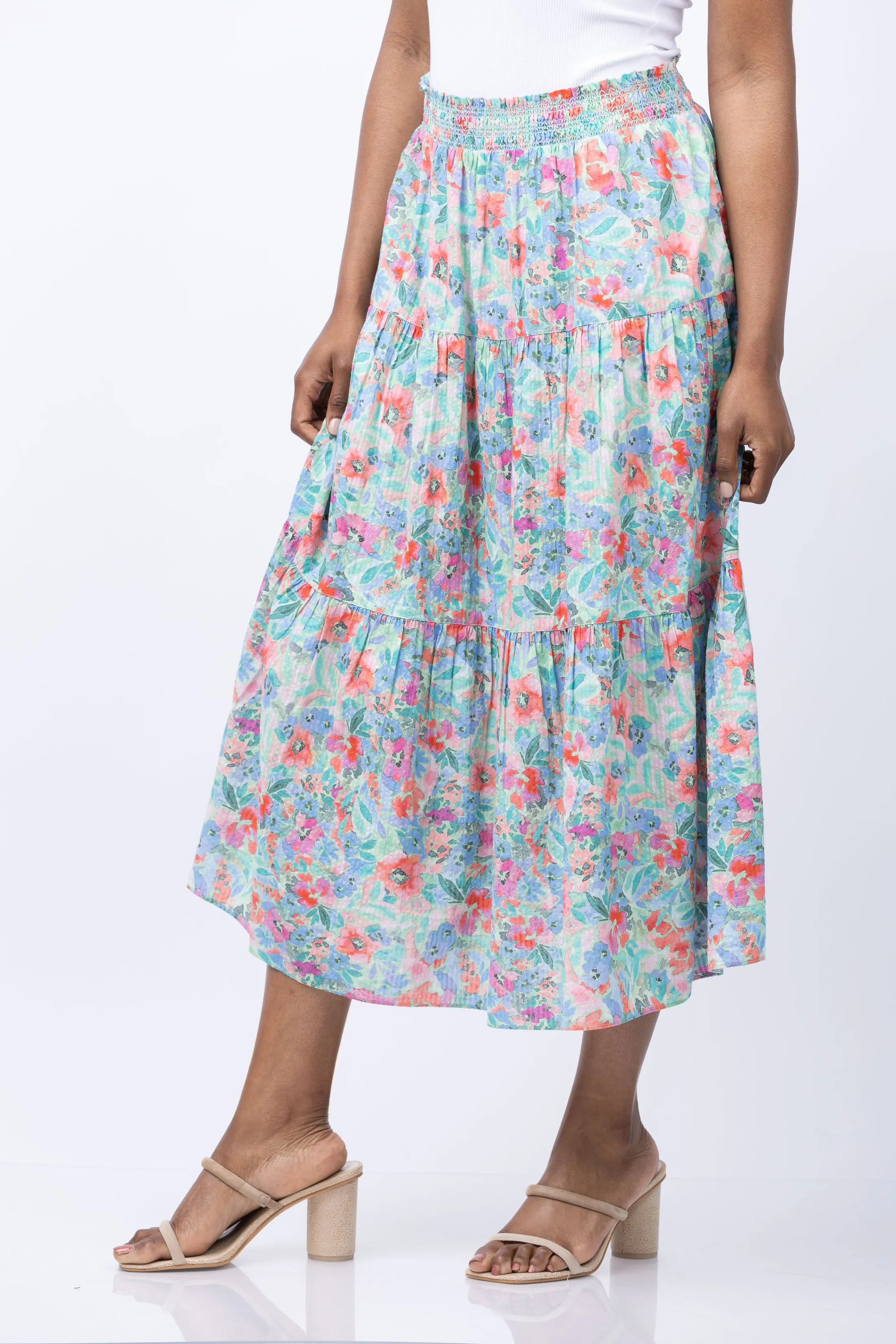 Shoshanna Dylan Skirt in Watercolor Multi