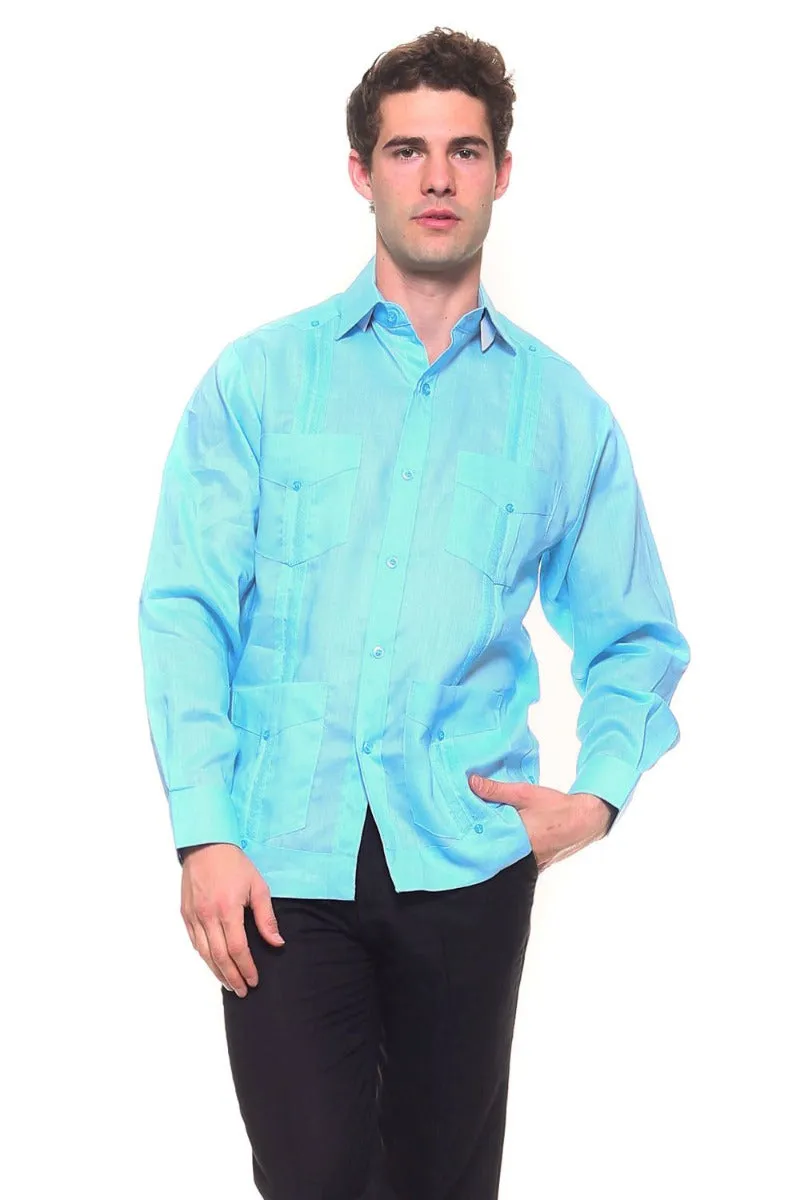 Signature Collection 100% Irish Linen Classic Guayabera Shirt Long Sleeve