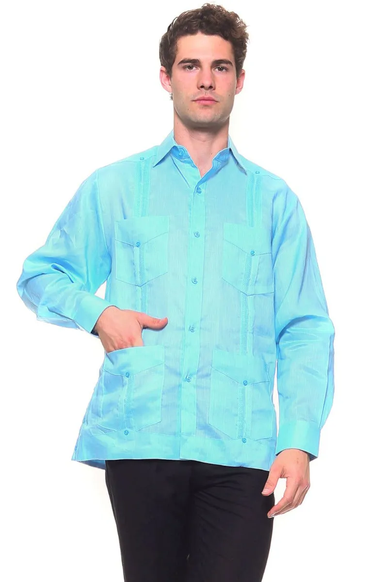 Signature Collection 100% Irish Linen Classic Guayabera Shirt Long Sleeve