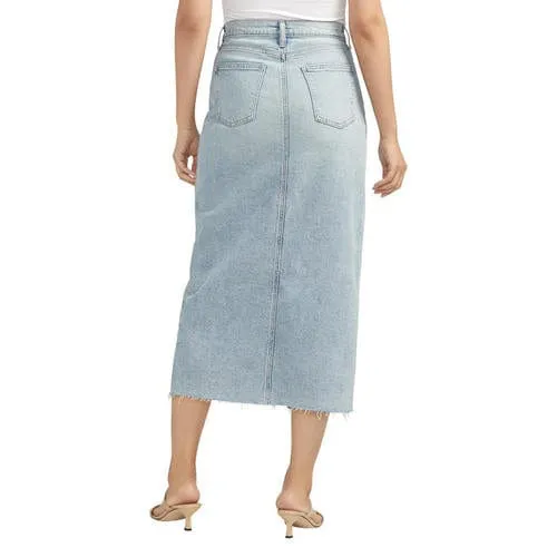 Silver Midi Denim Skirt