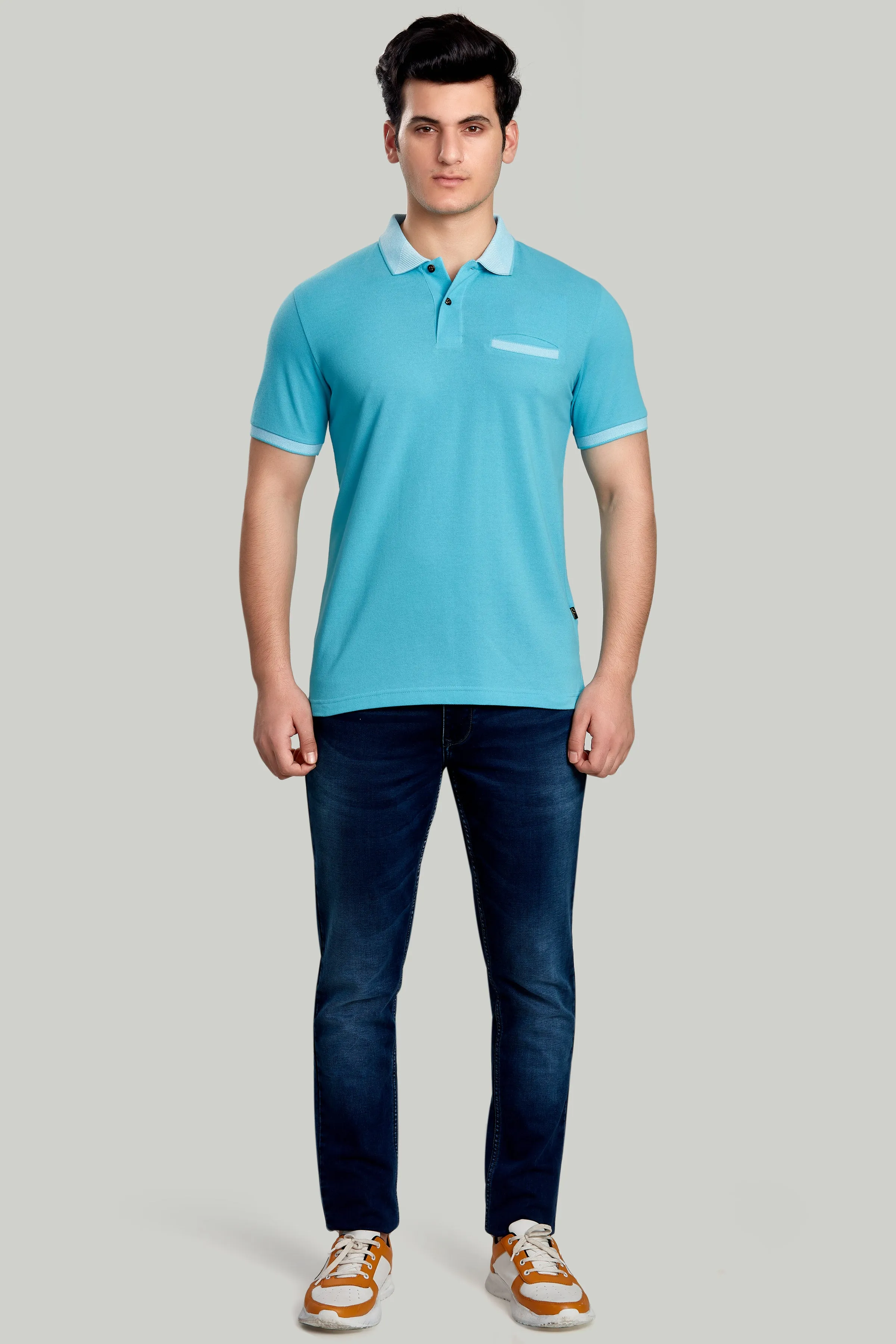 Solid Polo With Jacquard Collar