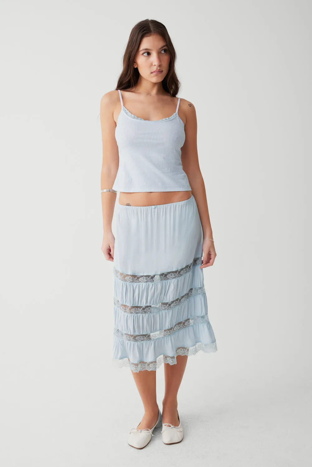 Solstice Midi Skirt - Blue Porcelain