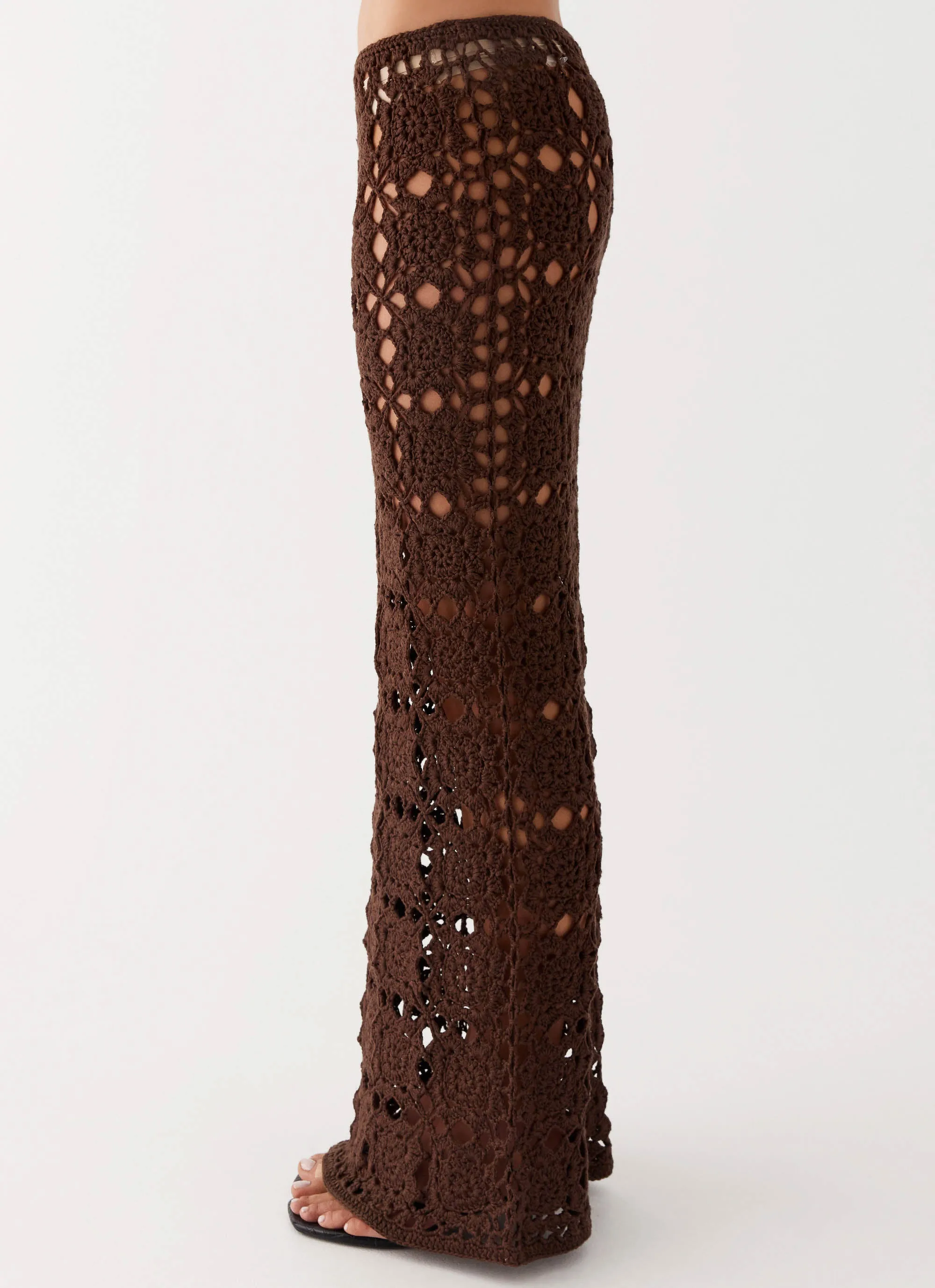 Sorrentino Crochet Maxi Skirt - Chocolate