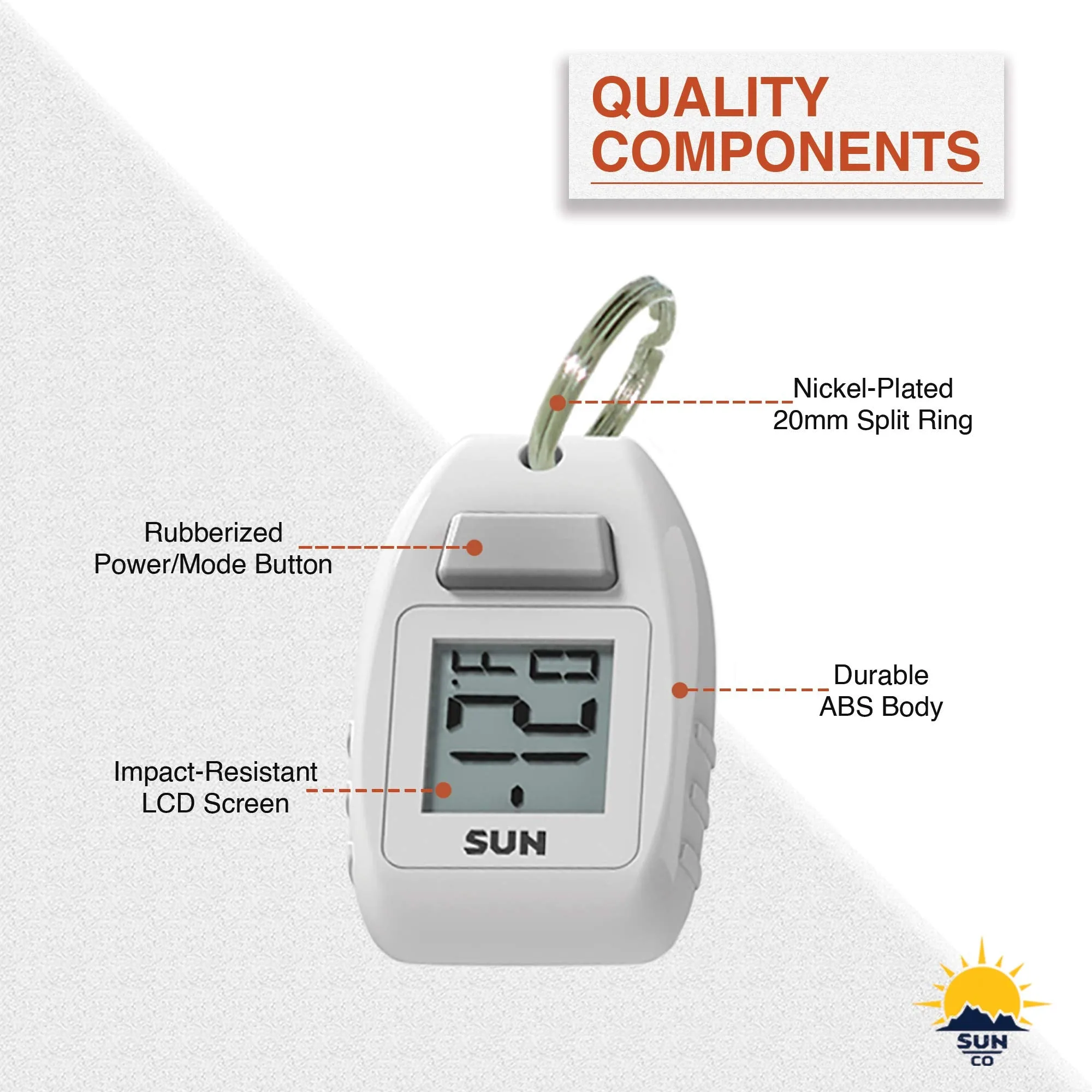 Sun Company Digital Zipogage - Compact Zipperpull Digital Thermometer | for Skiing, Snowboarding, Cold-Weather Camping, Snowshoeing, or Any Outdoor Activity